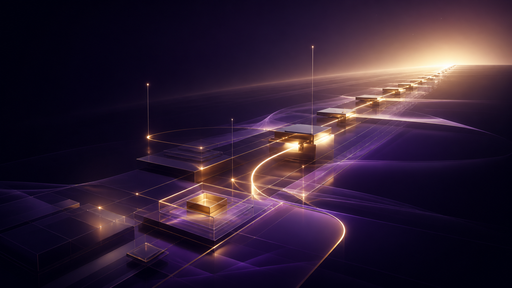 Abstract representation of the future of engineering progressing through a clear, connected delivery path.