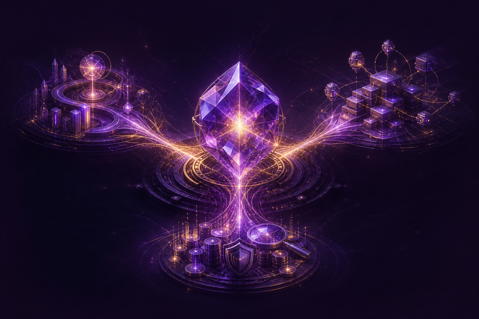 AATMIX AI as a luminous intelligence core connecting product intent, delivery operations, and enterprise governance.