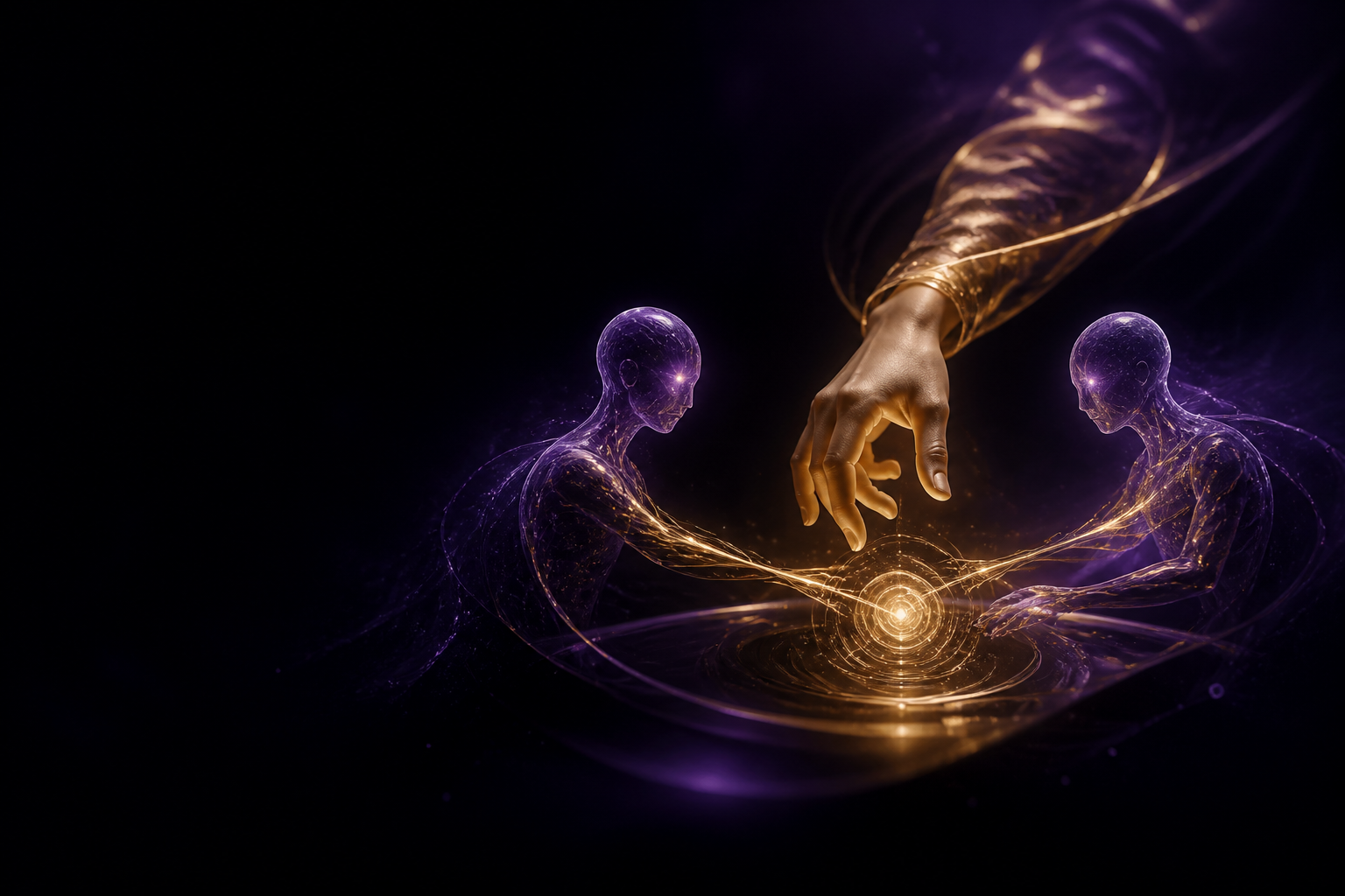 A custom abstract scene representing people, AI agents, and a shared engineering outcome.