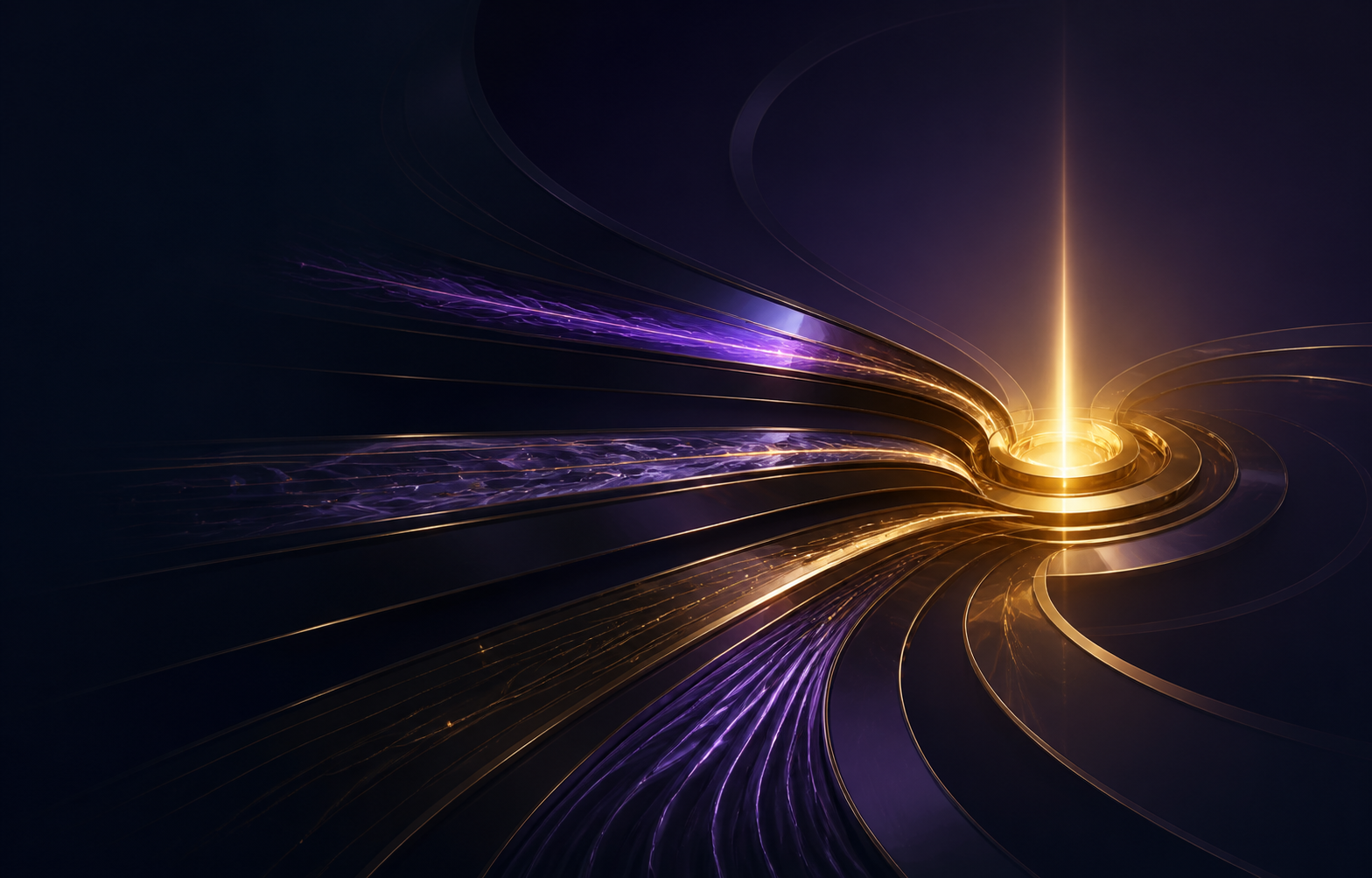A custom abstract composition of distinct enterprise delivery paths converging into one measured outcome.