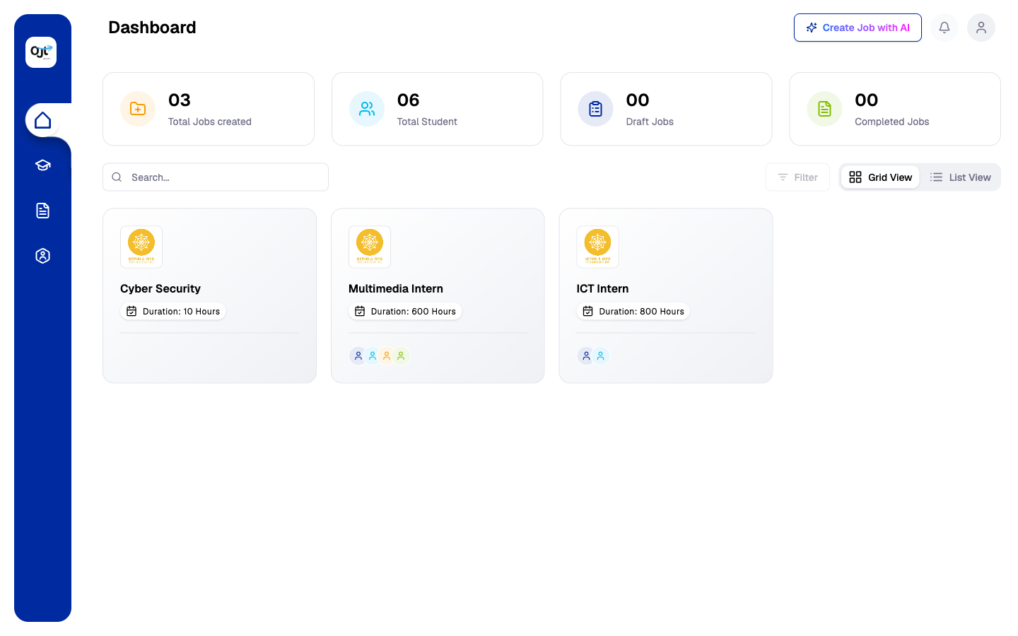 Partner dashboard for the learning platform